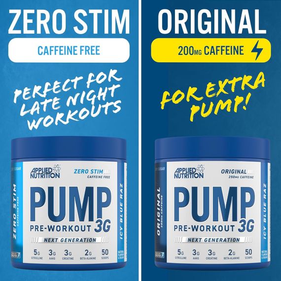 Передтренувальний комплекс Applied Nutrition Pump Pre Workout 3g Zero Stim 375 g (ICY Blue Raz) | Зображення 2