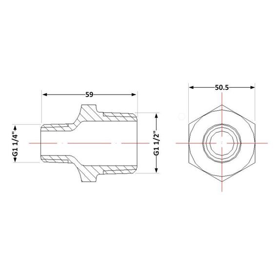 Ниппель чугунный 1" 1/2х1" 1/4 НР | Зображення 1