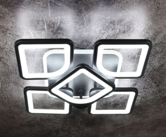 Люстра світлодіодна стельова LED світильник для квартири на стелю лед з пультом 25726 Чорний 11х40х40 см.