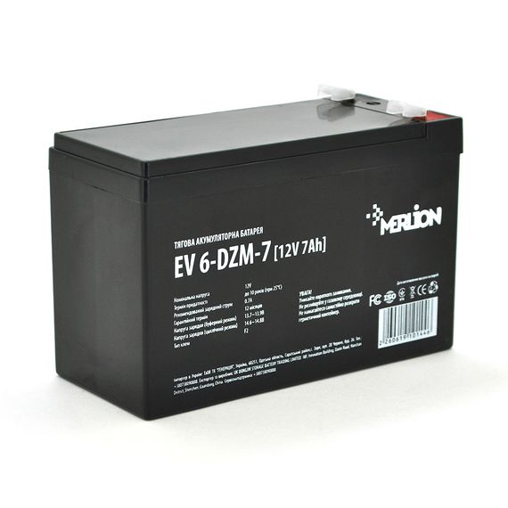 Тяговая аккумуляторная батарея Merlion EV 6-DZM-7.12V 7A h F2 (151x65x93), Q10