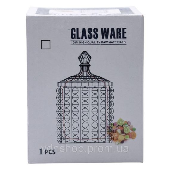 Цукорниця з кришкою Ø 7.5 см ваза цукорниця кругла скляна HP-4-102 | Зображення 4