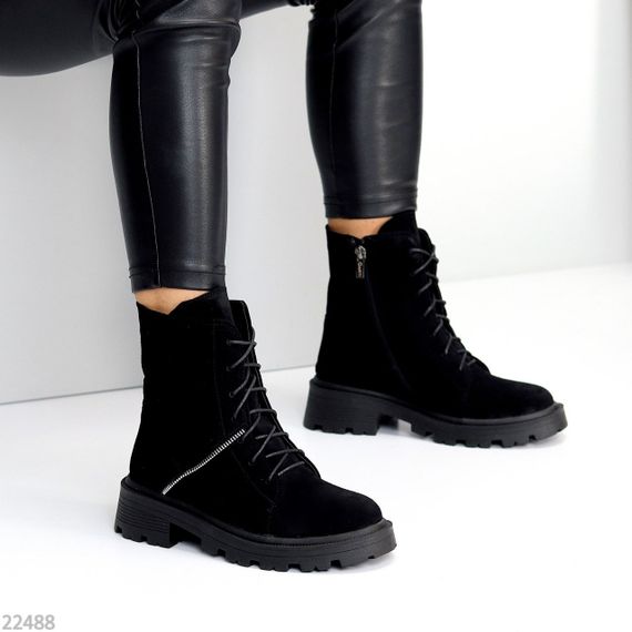 Стильні чорні черевики на кожен день натуральна замша на флісі | Зображення 3