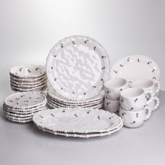 Столовий набір посуду тарілок і чашок 32 предмети на 6 персон Pearl порцеляновий YY78-4A | Зображення 8
