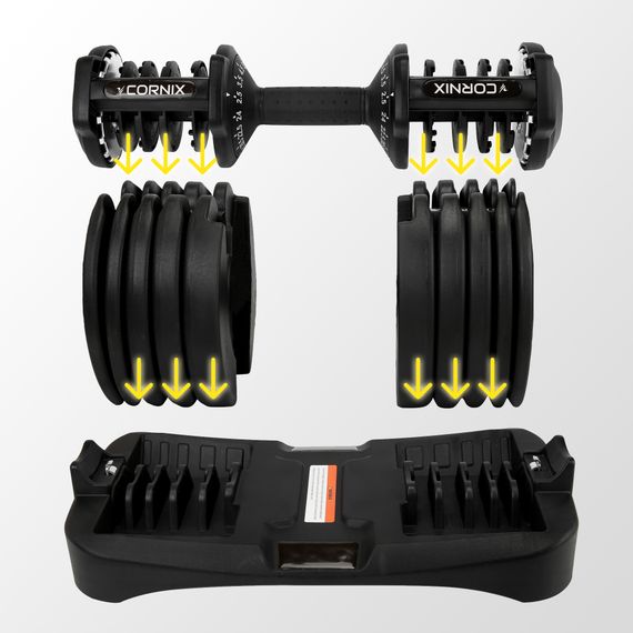 Гантеля з регульованою вагою Cornix 2.5-24 кг XR-0405 Black | Зображення 3