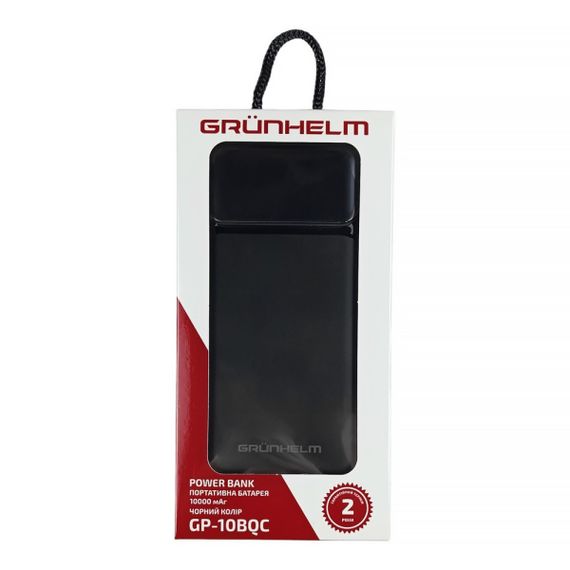 Power Bank – Портативная батарея 10.000 mAh. черный - GP-10BQC быстрая зарядка 22.5W GRUNHELM | Зображення 4