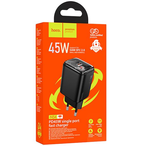 МЗП Hoco N54 Monsoon PD45W (1USB-C) Black | Зображення 4