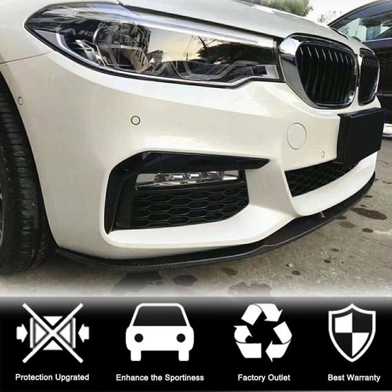 Накладка на передній бампер Lip V3 (для M-Sport 2017-2020, Карбон) для BMW 5 серія G30/31 рр | Зображення 1