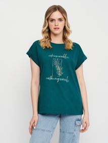 Футболка жіноча зелена з малюнком та написом, 4XL