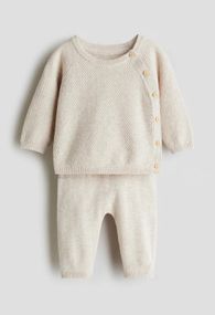 Дитячий комплект (кофтина + штанці) для новонароджених H&M 56 см Бежевий (26012704B)