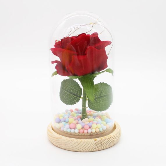 Троянда в колбі з LED підсвіткою 15,5см, в подарунковій коробці / Вічна троянда / Декоративна троянда нічник | Зображення 2