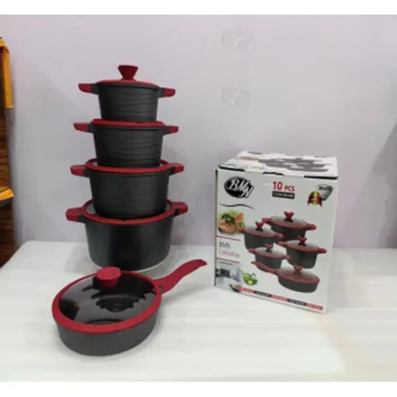 Набір із 4 каструль та сковорідки зі скляними кришками та антипригарним покриттям XW-10 Набір із 10 предметів | Зображення 1