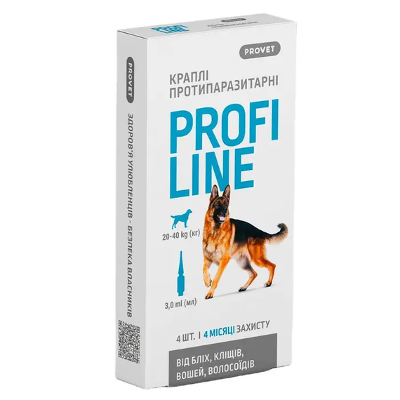 Капли на холку Provet Profiline для собак от 20 до 40кг, 12мл