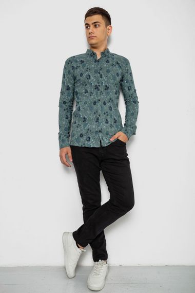 Рубашка мужская с принтом, цвет оливковый, 214R812 | Зображення 1