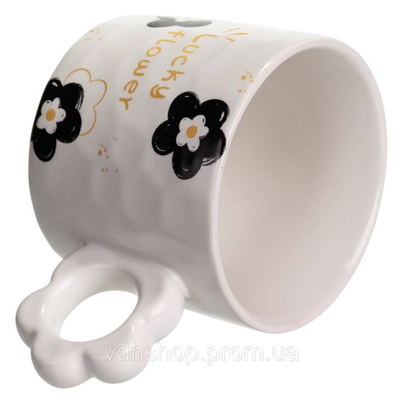 Чашка для чаю та кави порцелянова Lucky Flower 420 (мл) гарна оригінальна кружка на подарунок Біла FM-14D | Зображення 2