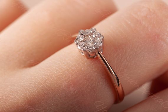 Кольцо из желтого и белого золота с бриллиантами 18.5 | Зображення 7