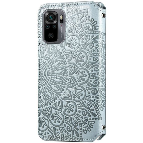 Шкіряний чохол-книжка GETMAN Mandala (PU) для Xiaomi Redmi Note 10 / Note 10s Штучна шкіра, Слот для візитки, Сірий | Зображення 2
