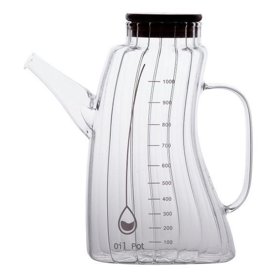 Скляна пляшка для олії 1 л HP-34-3 з ручкою та бамбуковою кришкою HP-34-3 | Зображення 3