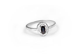 Кольцо из белого золота с сапфиром и бриллиантами 19