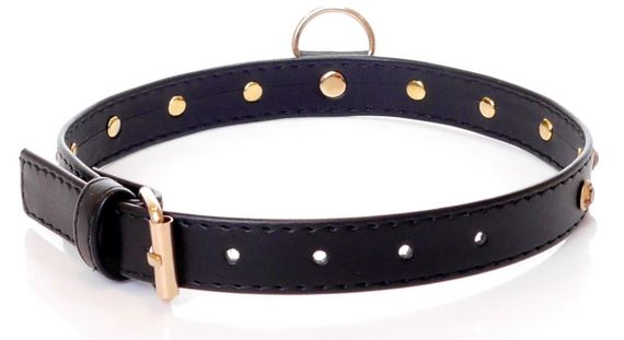 Нашийник зі штучної шкіри з кристалами Fetish Boss Series - Collar Gold Crystal, BS3300116 Sex Aura | Зображення 1