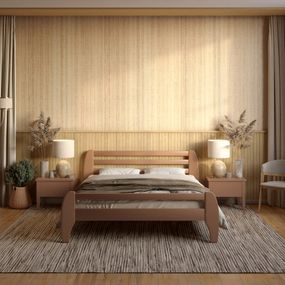 Двоспальне дерев&#039;яне ліжко Mebigrand Мілан Коричневий (RAL8025) 140х200 см (MBG-6374)