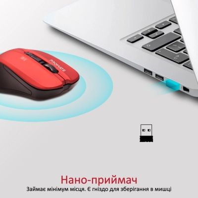 Мышка Promate Contour Wireless Red (contour.red) | Зображення 3