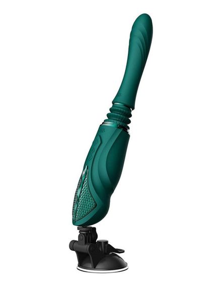 Компактна смарт секс-машина Zalo – Sesh Turquoise Green, 2 насадки, пульт ДК, кристал Swarovski Sex Aura | Зображення 2