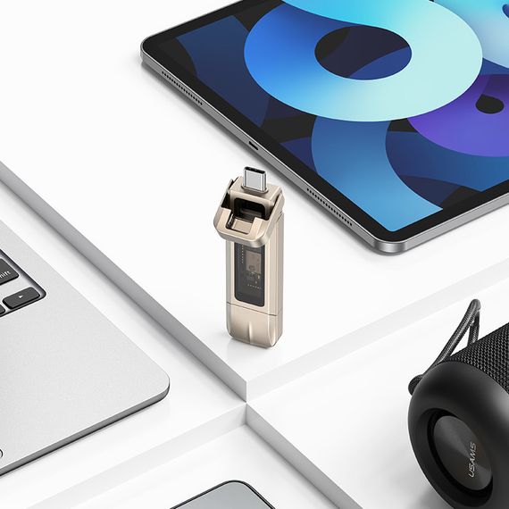 Флеш-накопичувач Usams US-ZB279 2in1 USB 3.2 + Type-C GEN1 Dual Ports Aluminum Alloy 10G – 256GB Silver | Зображення 2