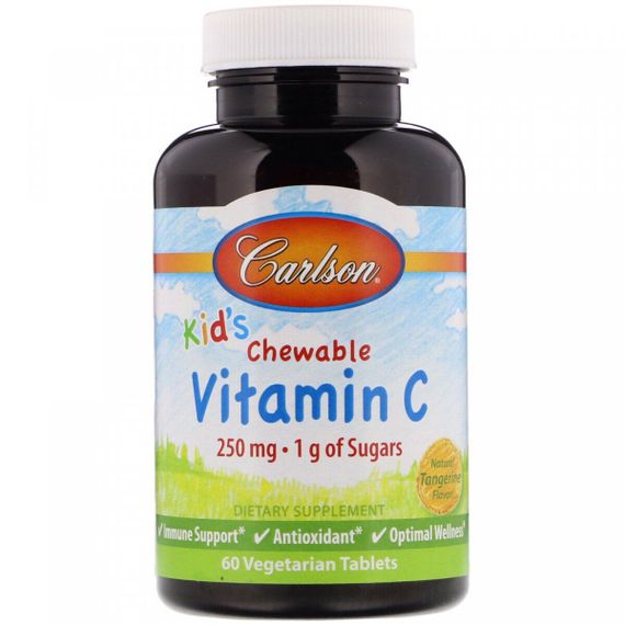 Жувальний вітамін З Kids Chewable Vitamin C Natural 250 mg 60 Tablets (Tangerine)