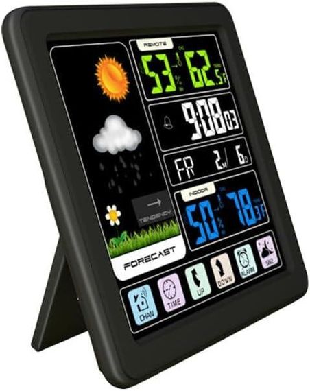 Бездротова метеостанція з кольоровим екраном TS-3310-BK, внутрішня та зовнішня температура, вологість, годинник | Зображення 3