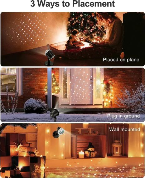 Лазерний проєктор для вулиці LED "Білі сніжинки" OxaOxe SW-PL-5, до 20 м. | Зображення 6