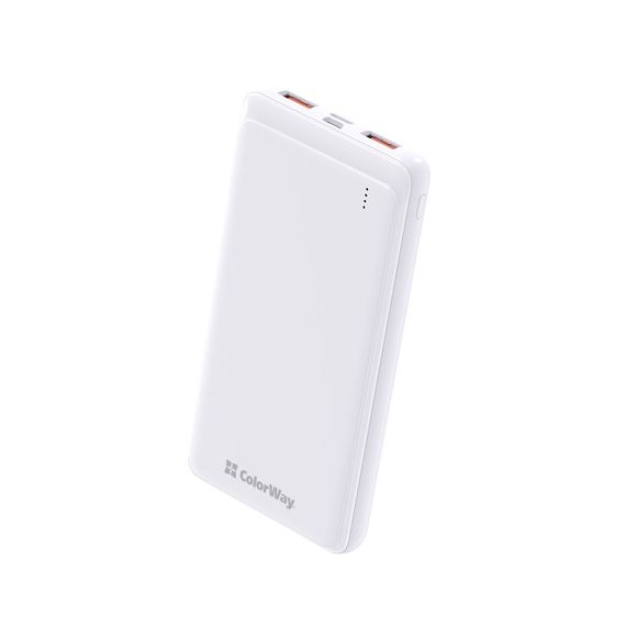 Павербанк 10000 mAh ColorWay CW-PB100LPF2WT slim білий | Зображення 1
