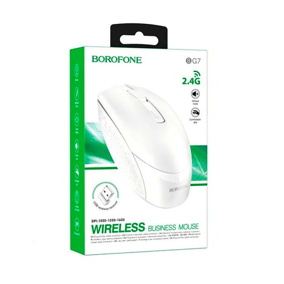 Мышь беспроводная BOROFONE BG7.1600DPI,White,2.4GHZ,Box | Зображення 3