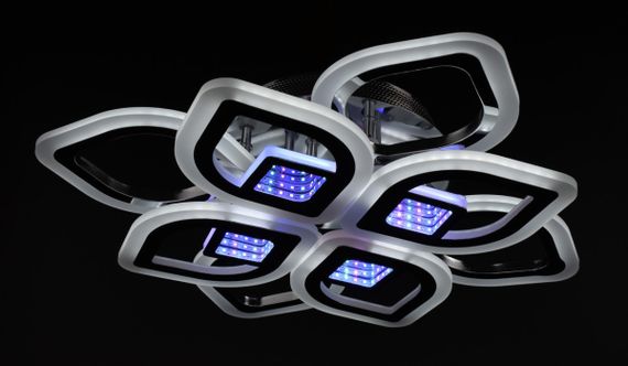 Люстра світлодіодна стельова LED світильник для квартири на стелю лед з пультом 26065 Хром 10х44х44 см. | Зображення 6