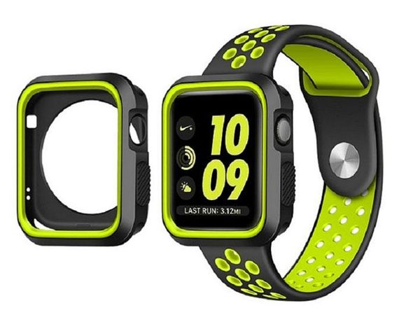 Силіконовий захисний корпус Primo для Apple Watch 38mm - Black / Yellow | Зображення 1
