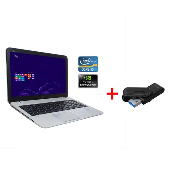 Ноутбук Б-класс HP Envy 15-j154eo / 15.6" (1366x768) TN / Intel Core i5-4200M (2 (4) ядра по 2.5 - 3.1 GHz) / 8 GB DDR3 / 500 GB HDD / nVidia GeForce GT 740M, 2 GB GDDR3, 128-bit / WebCam / Win 10 Home б/у + Подарок Флеш-накопитель Kingston 64GB