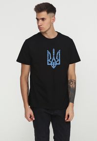 Футболка чоловіча чорна з принтом "Герб-вишиванка", M