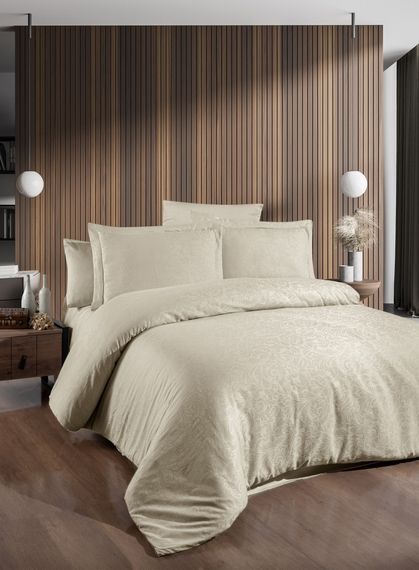Постільна білизна First Choice Jacquard Satin 200 х 220 см Tecna Champagne