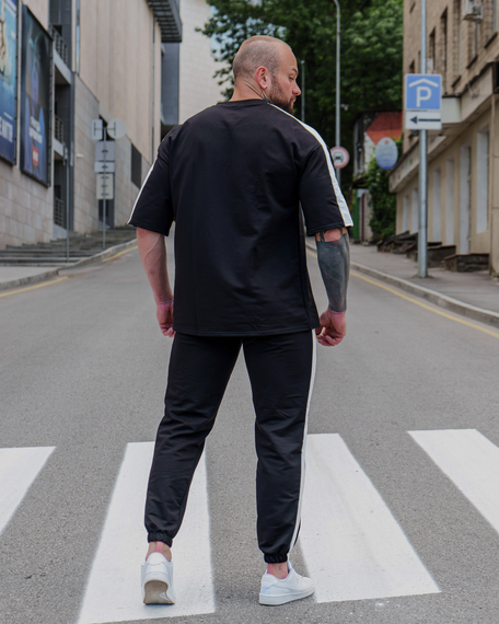 Мужской летний спортивный костюм футболка и штаны BD0025 цвет черный, размер S | Зображення 3