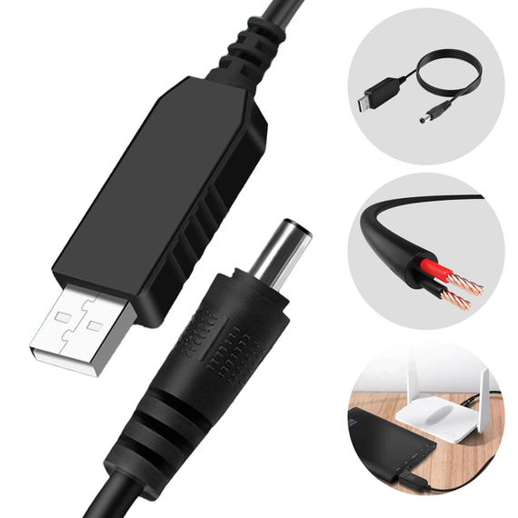 Кабель для роутера USB  12V  перетворювач живлення від повербанку | Зображення 1