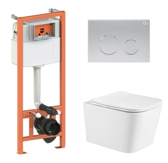 Набір Qtap Nest 4 в 1 підвісний унітаз Crow Ultra Quiet 490x360x290 + комплект інсталяції QT05335171W45130