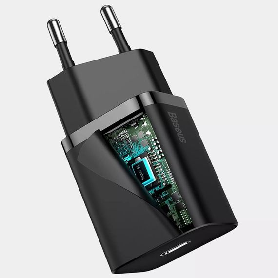 МЗП Baseus Super Si Quick Charger 20W (1USB-C) (CCSUP-B) Чорний | Зображення 2