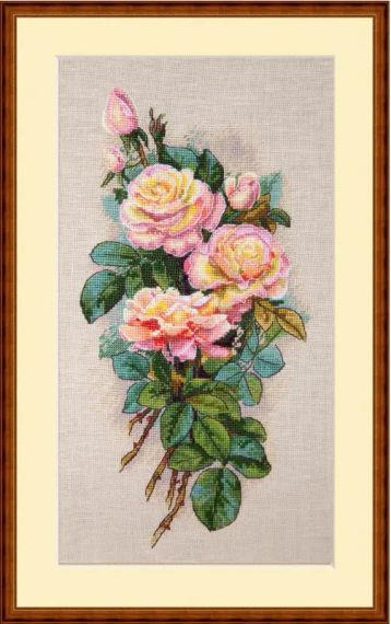 Набір для вишивання хрестиком по нанесеному на канву схемі  "Rose 7". AIDA 14CT printed 25*42 см | Зображення 9