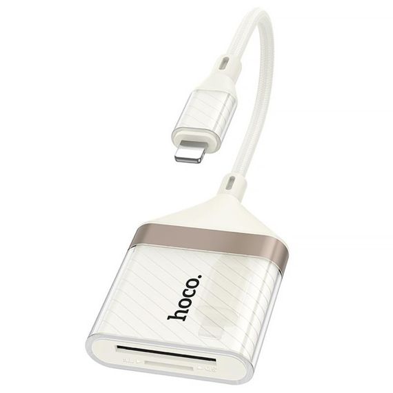 Переходник Hoco UA40 Crystal 2in1 Lightning to SD/TF (0.15m) Apricot