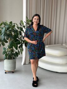 Шовкова сорочка на ґудзиках для дому PLUS SIZE