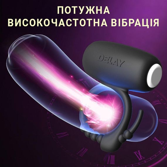 Віброкільце ерекційне силіконове для відтермінування еякуляції 35x50 мм Фіолетовий | Зображення 5