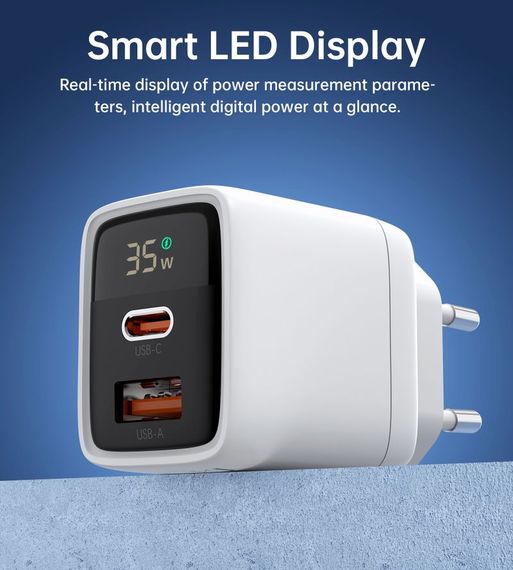 Мережевий зарядний пристрій Choetech PD6052-EU-WH, USB-A/USB-С | Зображення 5