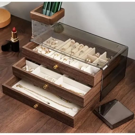 Шкатулка для хранения ювелирных украшений под дерево | Зображення 1