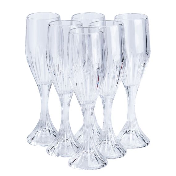 Набор бокалов для шампанского 6 шт по 175 мл из толстого стекла HP551