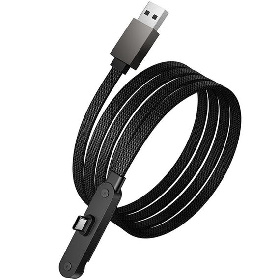 Дата кабель Hoco U150 Exquisite side plug and stand USB to Type-C 36W (1.2m) Black | Зображення 5