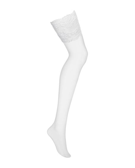 Панчохи під пояс із широким мереживом Obsessive 810-STO-2 stockings L/XL, білі Sex Aura | Зображення 2